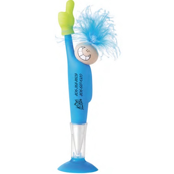 Twist-action ballpoint pen with black ink, suction cup base, feather hair,... from ASI 79530 Prime Line / Points of Light