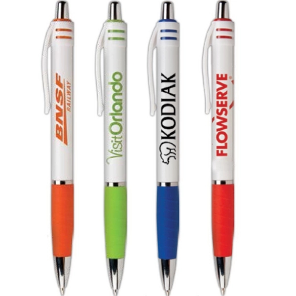 Paradiso ballpoint pen features a great shape, white barrel, silver accents,... from ASI 61966 HPG / Hub Pen