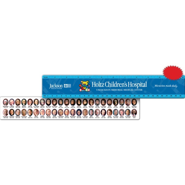 Two inch ruler with president's pictures on back.... from ASI 78100 ZZ DROPPED - Pilgrim Plastic Products Inc / Pilgrim Plastics