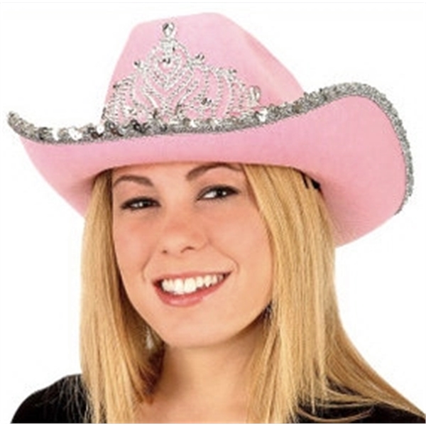 Felt cowboy hat with tiara. Color: Pink Only.  Packed 1... from ASI 63090 Jacobson Hat Co Inc / J Hats®
