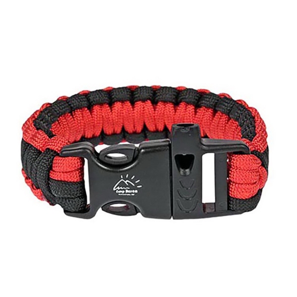 Black and red 9.5" x 1" paracord emergency bracelet and whistle... from ASI 79370 The Premium Line / The Premium Line
