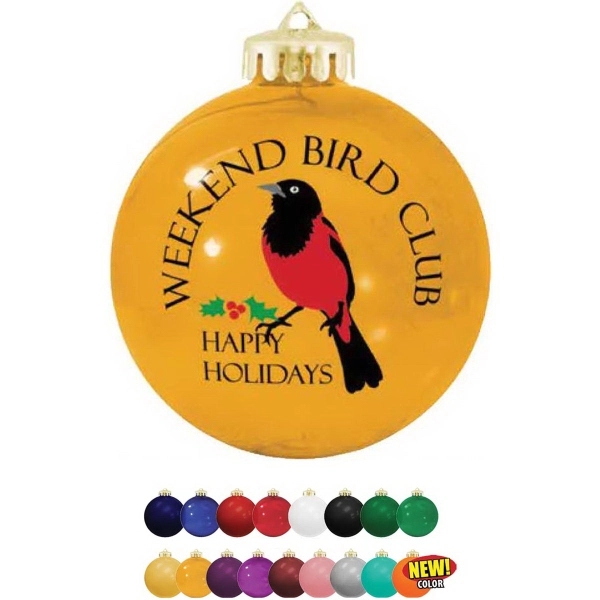 3 1/4" round shatterproof ornament with hanging cord and gift box;... from ASI 55675 Galaxy Balloons Inc / Galactic Fun Time Line