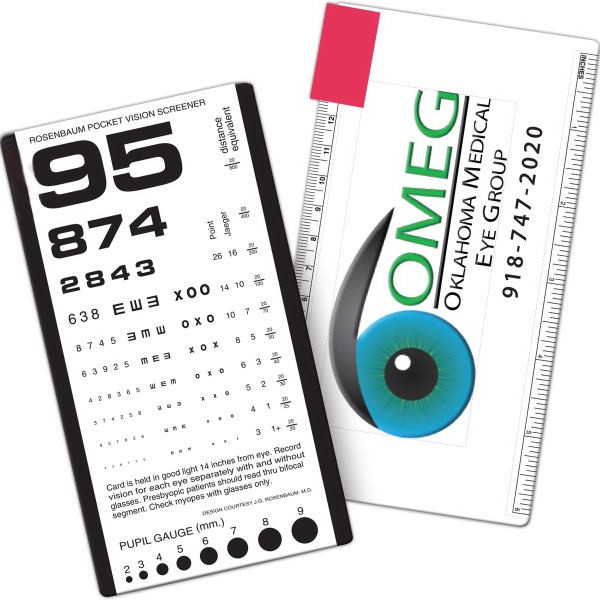 Pocket eye chart with pupil gauge.... from ASI 78100 ZZ DROPPED - Pilgrim Plastic Products Inc / Pilgrim Plastics