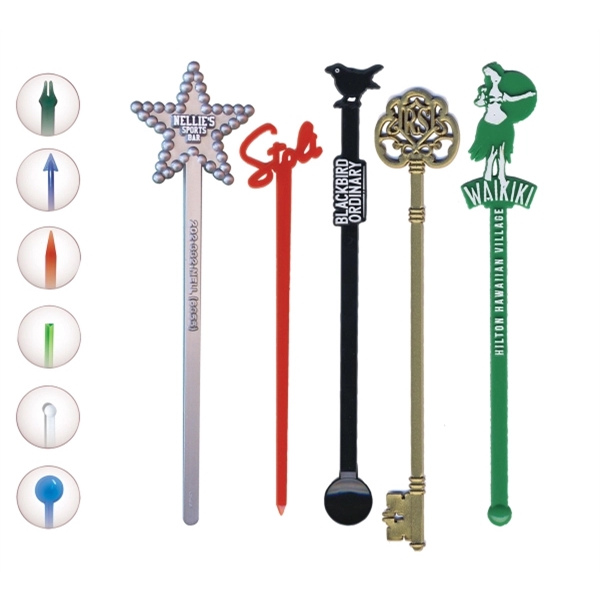 6" x 1.25" plastic cocktail stir stick with custom designs and... from ASI 59683 Harco Enterprises LTD / Harco Enterprises