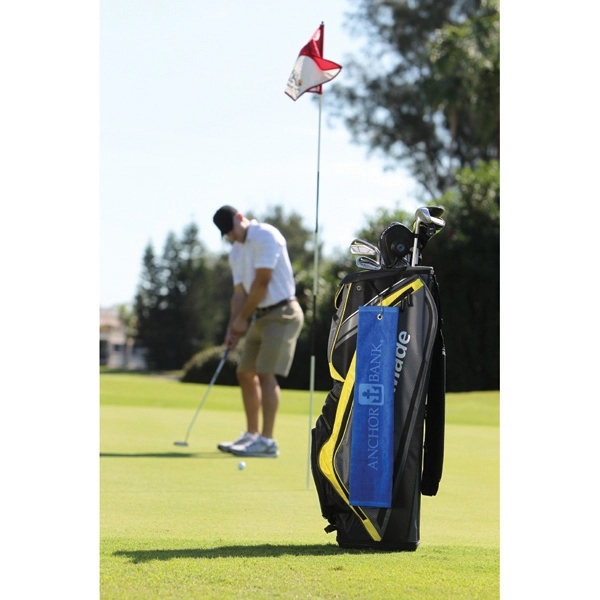 15" x 24" hemmed, lightweight golf towel made of 100% cotton... from ASI 79750 Pro Towels