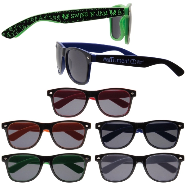 Two-toned sunglasses with customization and shatter-resistant lenses.... from ASI 62190 Illini