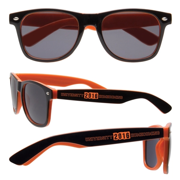 Two-toned sunglasses with customization and shatter-resistant lenses.... from ASI 62190 Illini