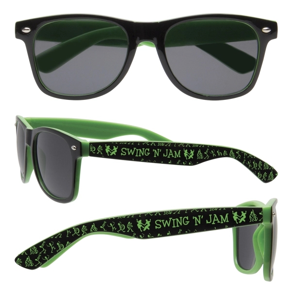 Two-toned sunglasses with customization and shatter-resistant lenses.... from ASI 62190 Illini