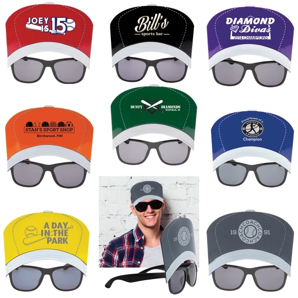 Novelty sunglasses with shatter-resistant lenses and sun-blocking device about the rims.... from ASI 62190 Illini