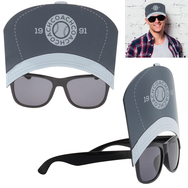 Novelty sunglasses with shatter-resistant lenses and sun-blocking device about the rims.... from ASI 62190 Illini
