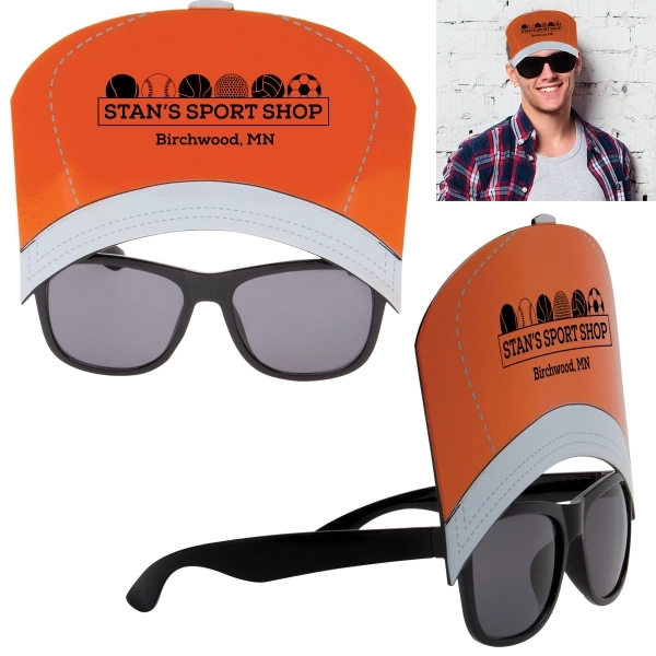 Novelty sunglasses with shatter-resistant lenses and sun-blocking device about the rims.... from ASI 62190 Illini