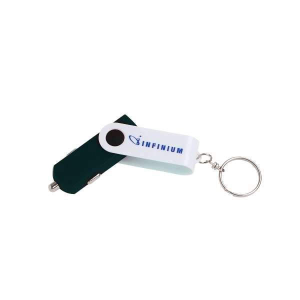 2.5" x 7/8" swivel car charger with split key ring.... from ASI 90859 Tempo Industries Inc / Tempo Tempoline