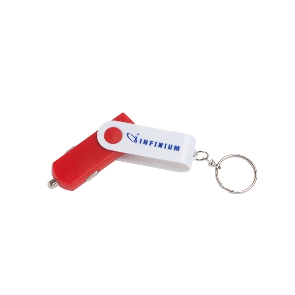 2.5" x 7/8" swivel car charger with split key ring.... from ASI 90859 Tempo Industries Inc / Tempo Tempoline