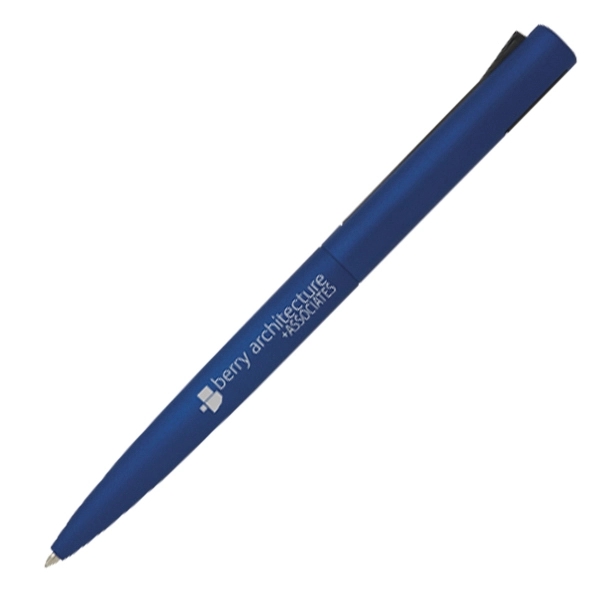 Metal color hybrid pen with aluminum barrel and plastic upper barrel.... from ASI 42920 Busrel Inc