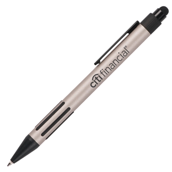 Aluminum push action pen and stylus.... from ASI 42920 Busrel Inc