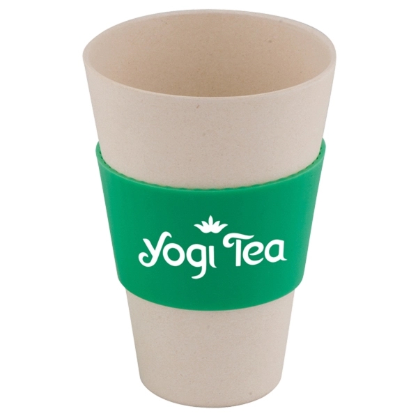 Bamboo fiber cup with silicone cover and hand protector.... from ASI 42920 Busrel Inc