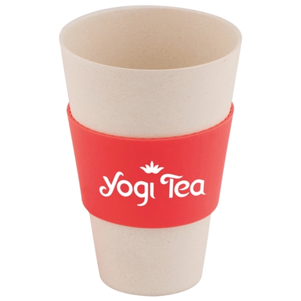 Bamboo fiber cup with silicone cover and hand protector.... from ASI 42920 Busrel Inc