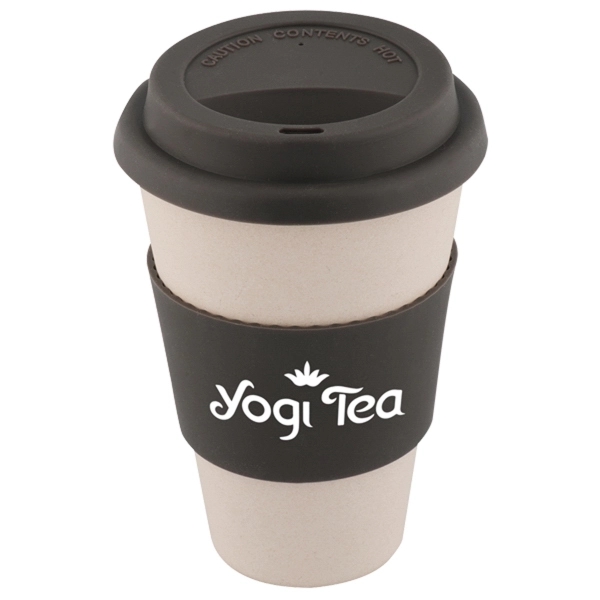 Bamboo fiber cup with silicone cover and hand protector.... from ASI 42920 Busrel Inc