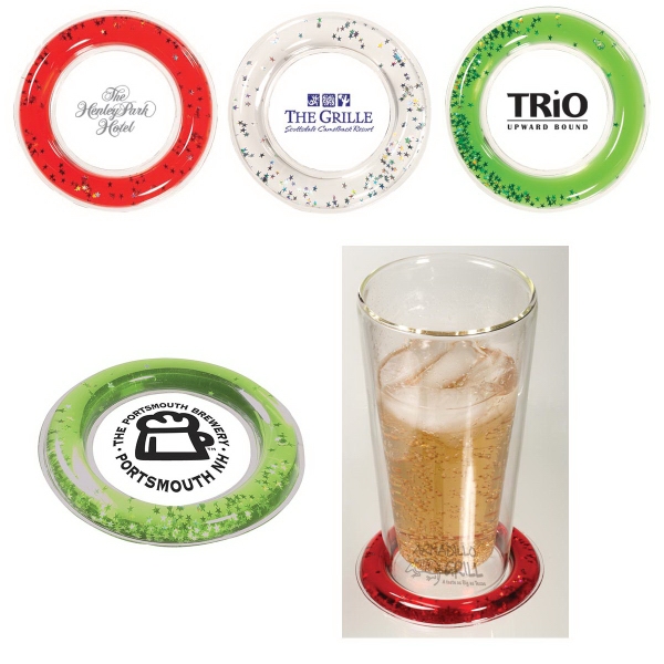 PVC beverage pad with freezable liquid ring with glittery stars.... from ASI 79530 Prime Line / Prime Line