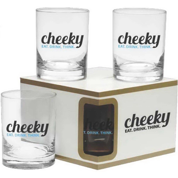 Set of four, 14-ounce double old fashioned glasses in presentation gift... from ASI 71920 Moderne Glass Company Inc / Glass America®