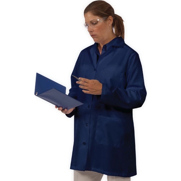 Women's lab coat with 5 front buttons, chest/lower pockets and stitched... from ASI 36558 Aprons, Etc.