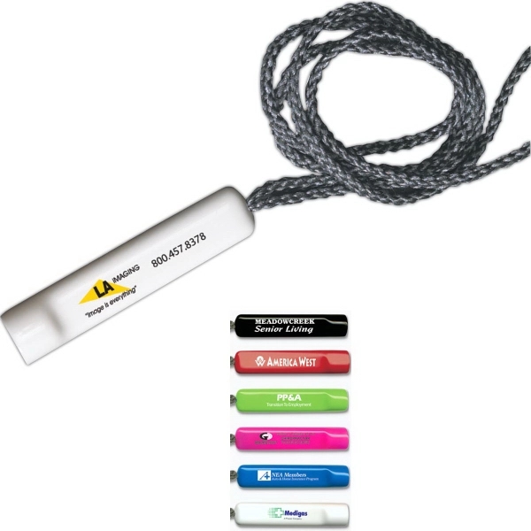 Pen holder - pen with gray lanyard. Spot color screen print... from ASI 80210 Quikey Mfg Co Inc / Quikey Line