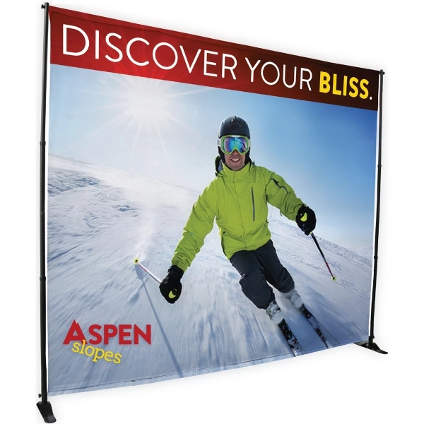 Polyester adjustable backdrop with metal pole frame in 55-96" x 39-120"... from ASI 36558 Aprons, Etc.