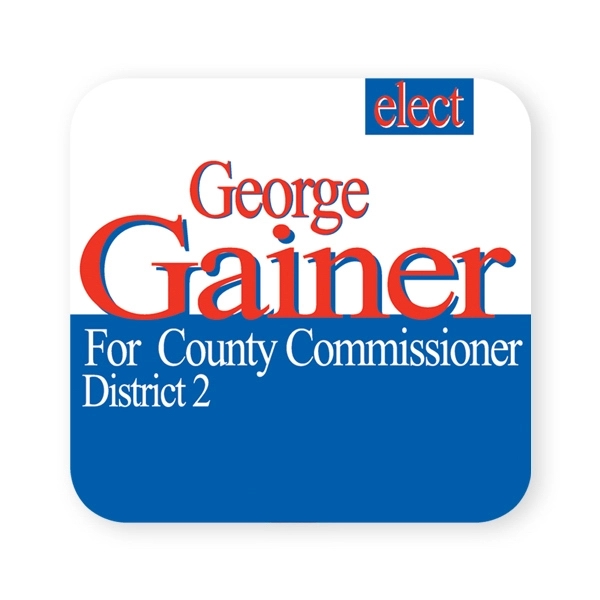 Rounded square shape stickless hand fan printed on 16 point coated... from ASI 93520 Ventura Inc