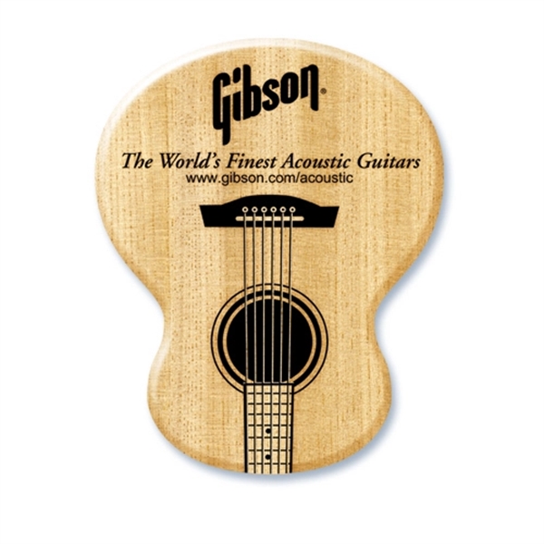 Guitar shape stickless hand fan printed on 16 point coated board... from ASI 93520 Ventura Inc