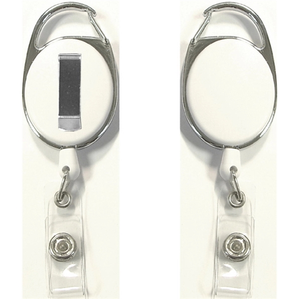 Oval shape retractable badge holder with clip... from ASI 74585 Nu Promo International / Nu Promo Line