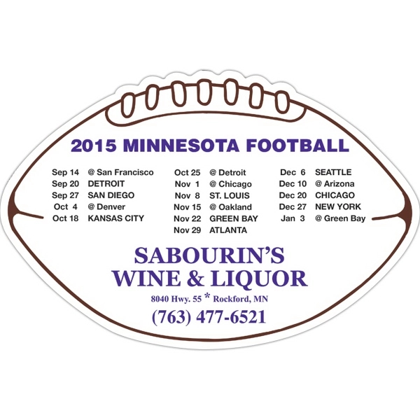 Magnet 20 mil large football. Digital four color process print; size... from ASI 80210 Quikey Mfg Co Inc / Quikey Line