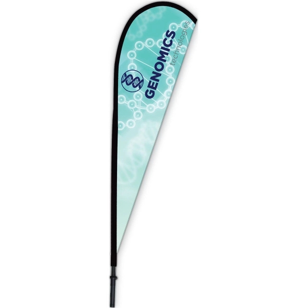 38" x 118" teardrop-shaped polyester flag with rotating pole. Shipping is... from ASI 36558 Aprons, Etc.