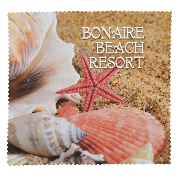 6" x 6" microfiber cleaning cloth with scalloped edge and full... from ASI 35290 American Ad Bag Co