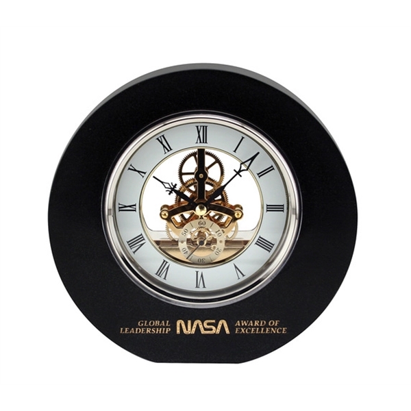 7.75" x 8" black granite award clock with brass movement and... from ASI 62985 J. Charles