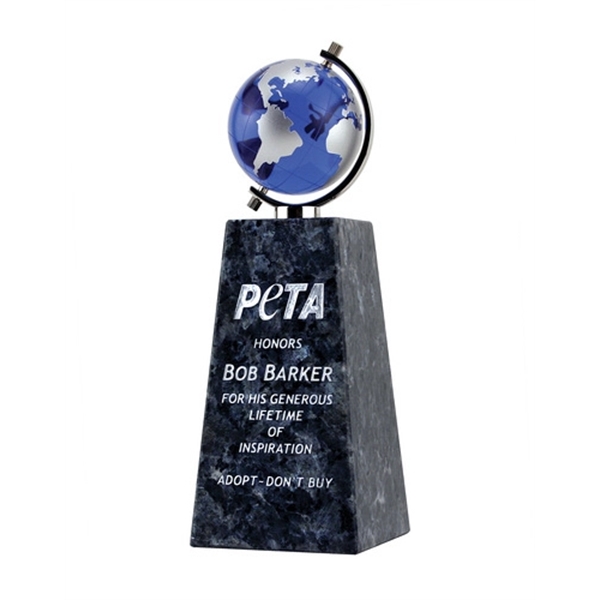 9" x 3" award with blue pearl granite and spinning blue... from ASI 62985 J. Charles