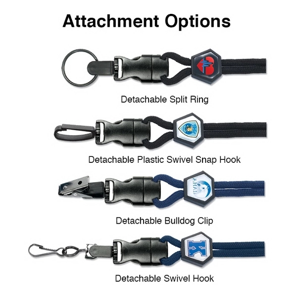 Detachable custom lanyards available in 5 Days! Free breakaway, adjustable slider,... from ASI 79898 Promovision / PROMOVISION