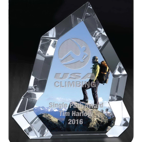 8.75" x 8.25" optical crystal award with multiple facets and tight... from ASI 71920 Moderne Glass Company Inc / Glass America®