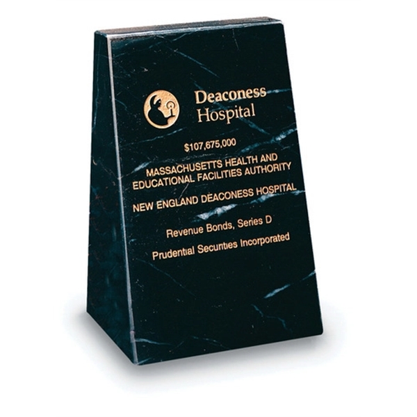 Genuine solid black marble award with deep etch and color fill... from ASI 62985 J. Charles