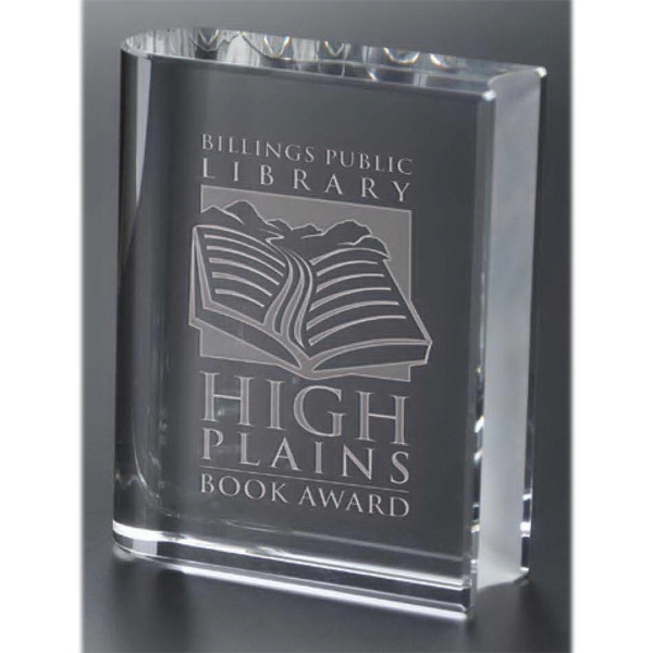Book shaped award made of optical crystal; available in three sizes.... from ASI 71920 Moderne Glass Company Inc / Glass America®