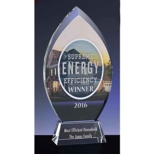 10.5" x 5.25" oval shaped award made of optical crystal.... from ASI 71920 Moderne Glass Company Inc / Glass America®