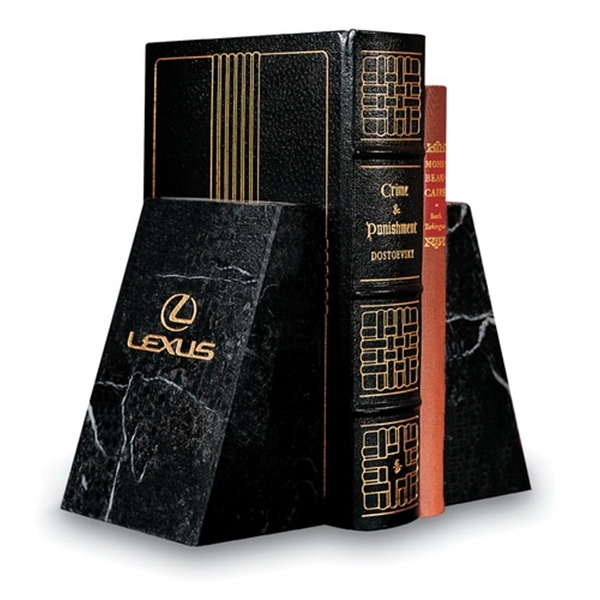 6" tall black marble bookends with deep etch and color filled... from ASI 62985 J. Charles