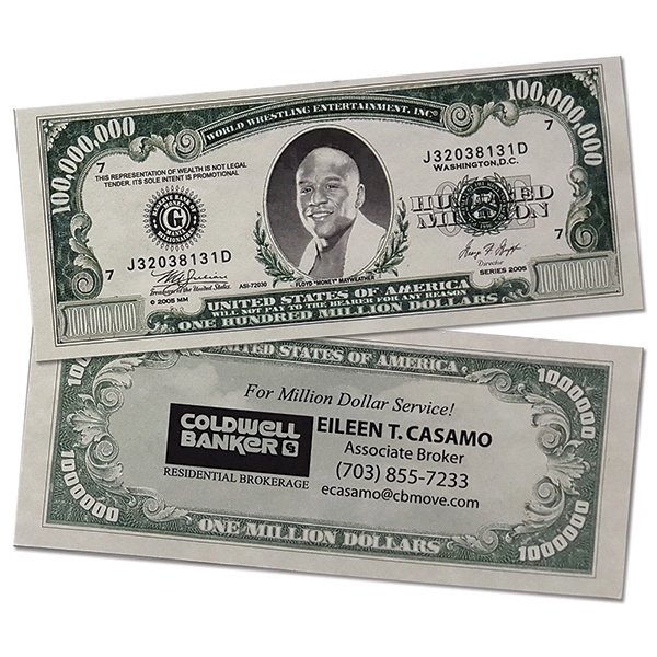 6 1/8" x 2 5/8" novelty million dollar bill with custom... from ASI 44830 The Chest
