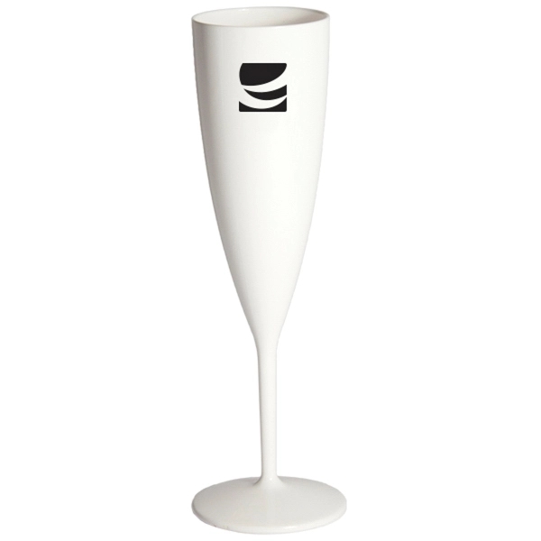 One piece champagne flute, 6 oz, crystal styrene plastic. BPA free.... from ASI 88200 TK Sorg's - A Div of Arch Promo Group, LLC / PETITE