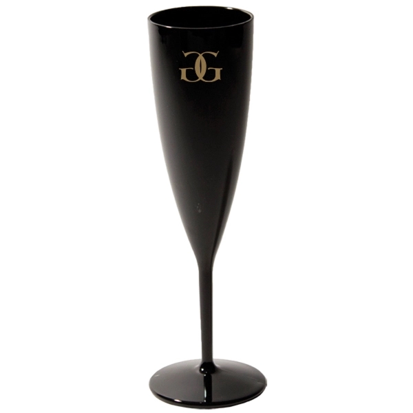 One piece champagne flute, 6 oz, crystal styrene plastic. BPA free.... from ASI 88200 TK Sorg's - A Div of Arch Promo Group, LLC / PETITE