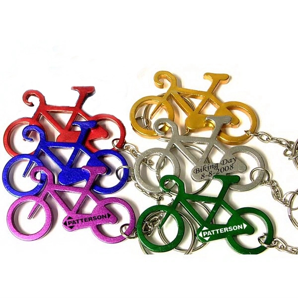 Bicycle shape bottle opener with key chain.... from ASI 74585 Nu Promo International / Nu Promo Line
