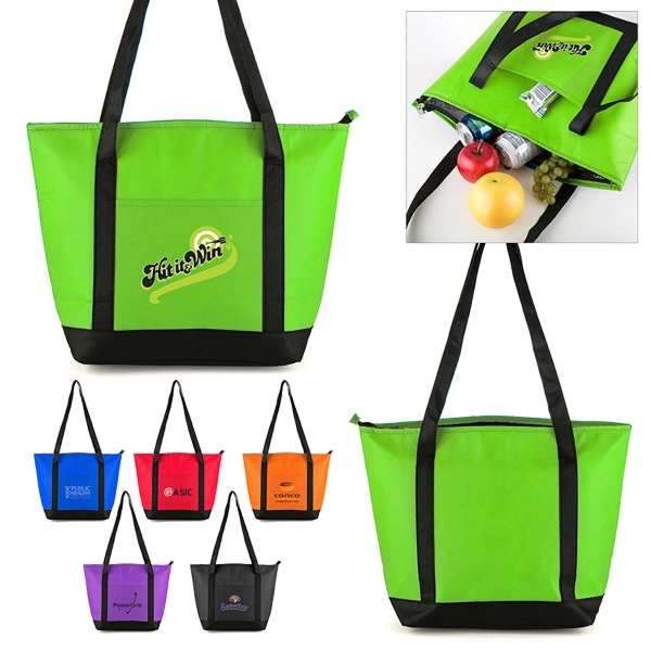 Foil-lined cooler bag with black contrast handles, top zip access and... from ASI 88060 Snugz/USA Inc / Sweda®