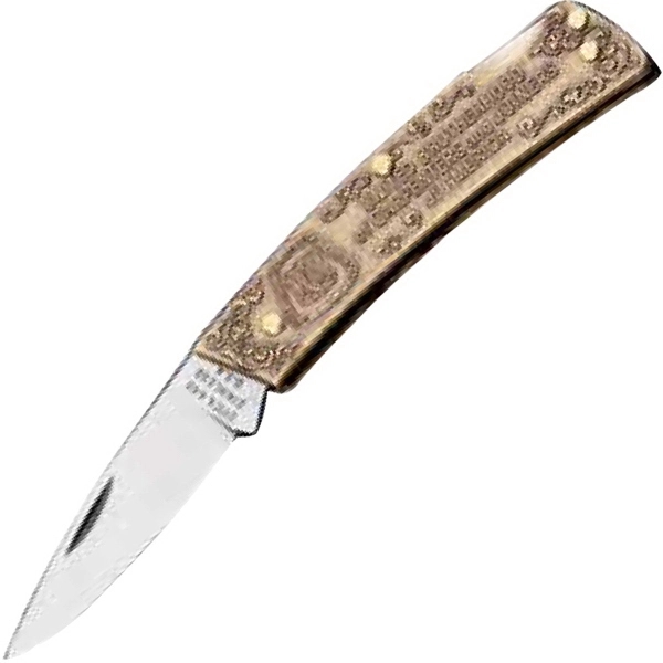 3" Custom sculptured brass loadback knife.... from ASI 93130 Utica Cutlery Co/Kutmaster 400 Line / Utica