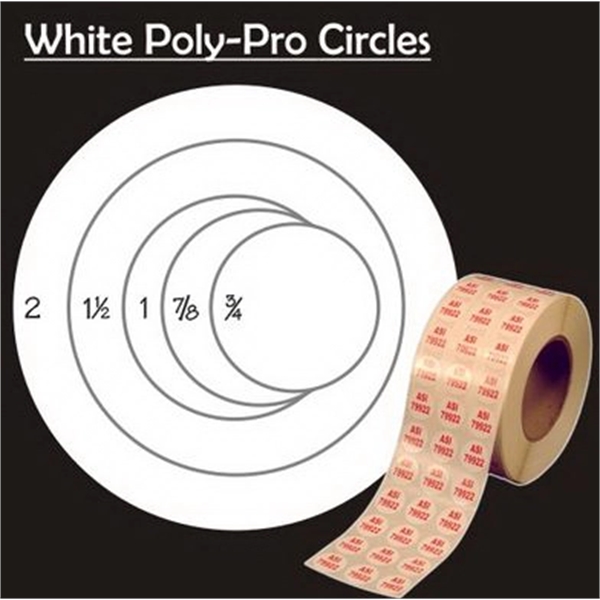 Label, Circle WHITE Polypro 1.5" Diameter.... from ASI 57713 Glow Promotions / Glow Promotions