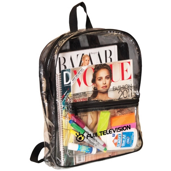 Clear backpack with adjustable shoulder straps and zippered front pocket.... from ASI 30112 ACE Products / Ace Line