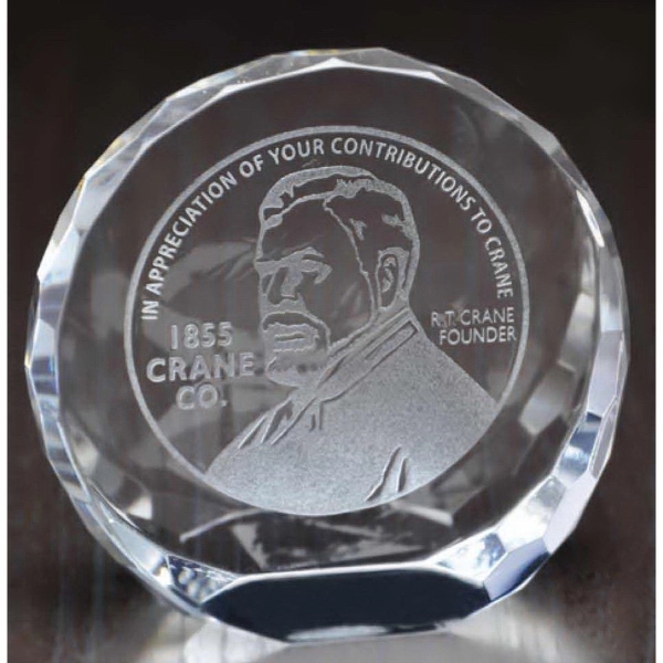 4" clear glass paperweight with a tilting circle shape.... from ASI 71920 Moderne Glass Company Inc / Glass America®